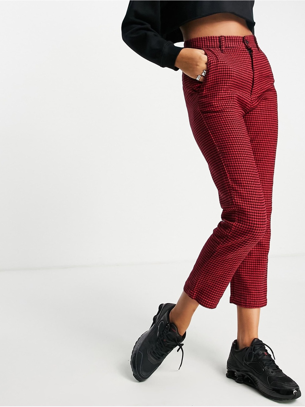 Carhartt WIP Women’s Red & Black Houndstooth Norvell Pants